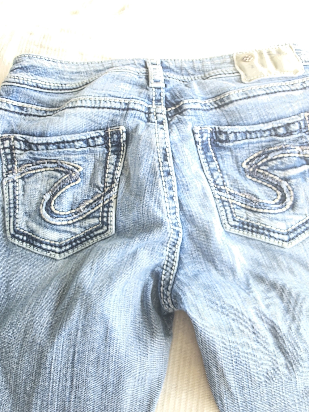Silver  SUKI Jeans Boot Cut Light Blue Denim with Embroidered Back Pocket